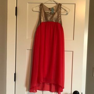 Pink and gold high-low dress